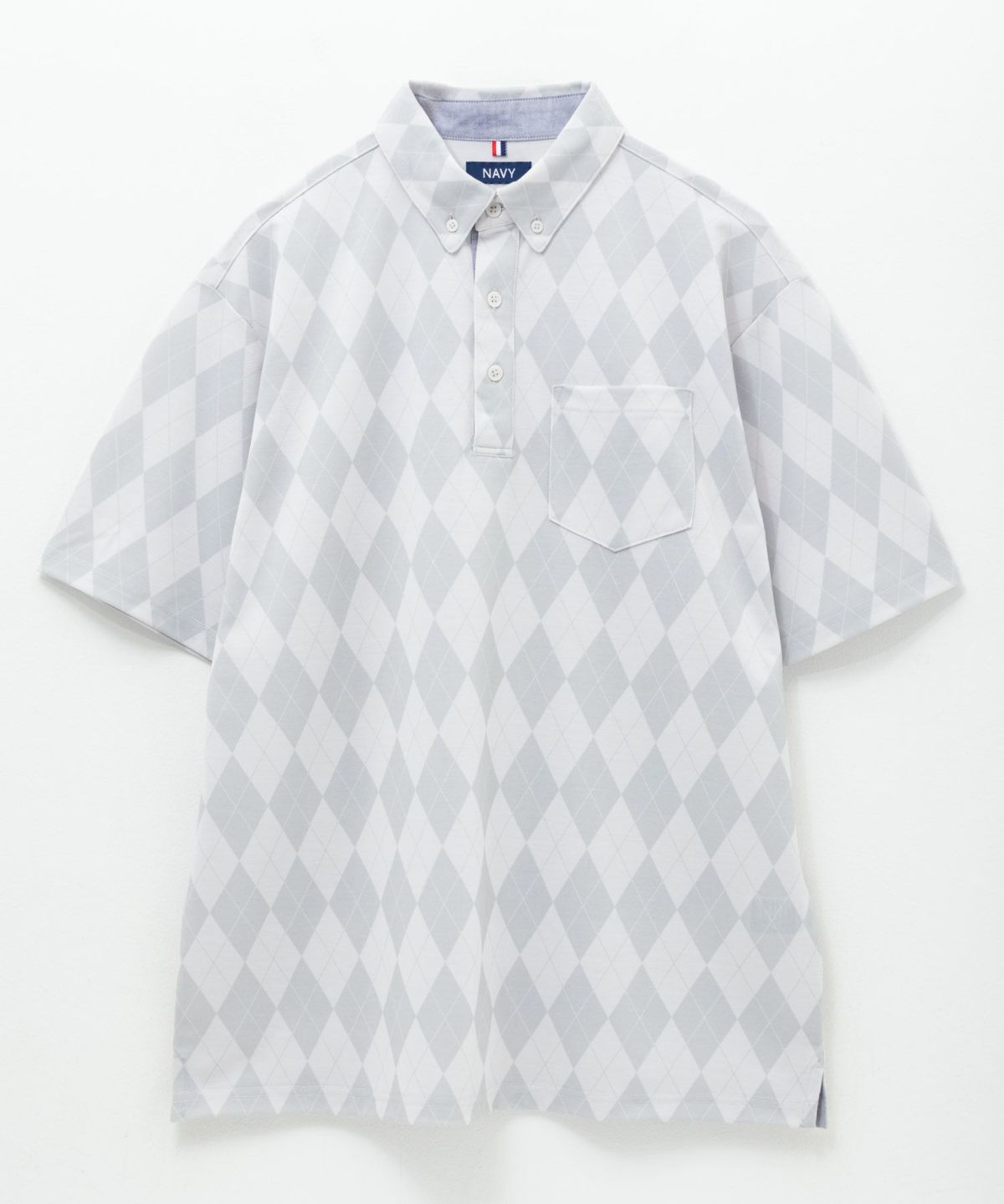 NAVY アーガイル柄カットポロシャツ メンズ