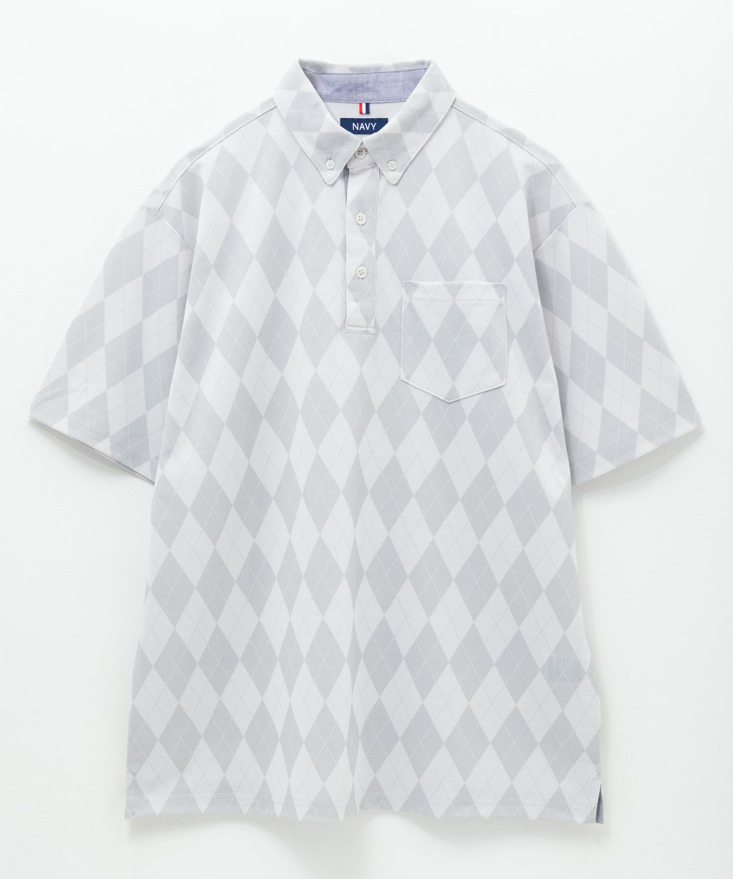 NAVY アーガイル柄カットポロシャツ メンズ