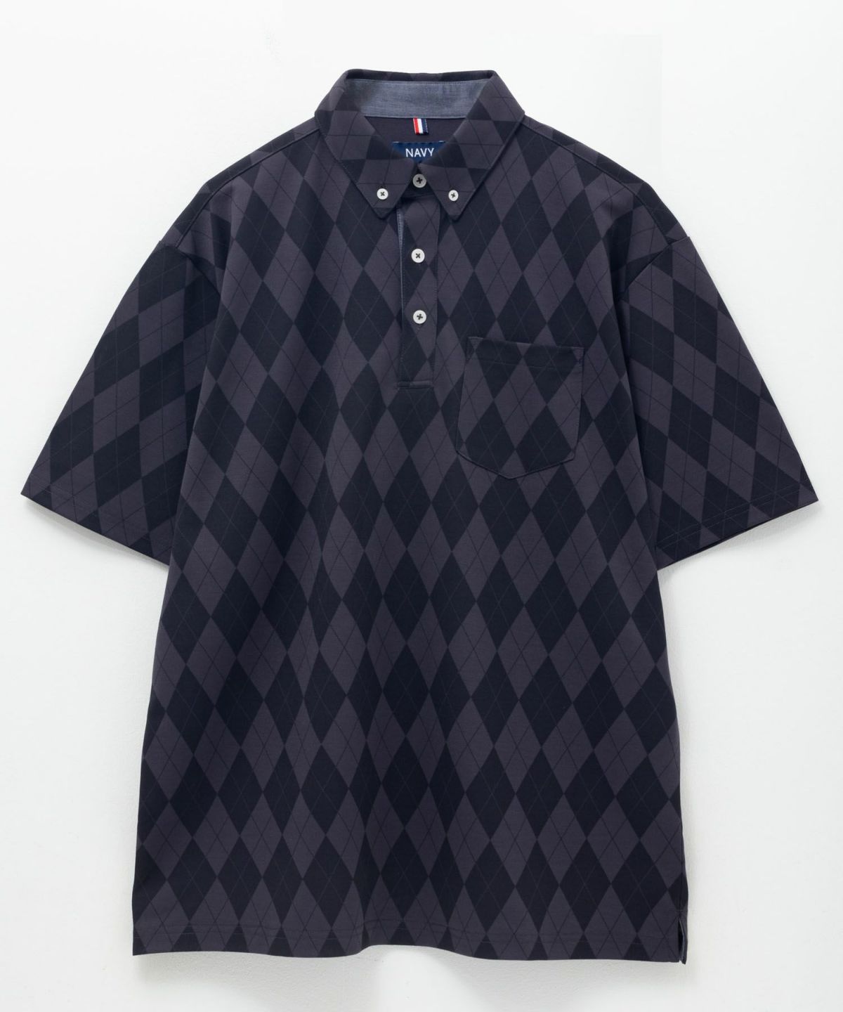 NAVY アーガイル柄カットポロシャツ メンズ