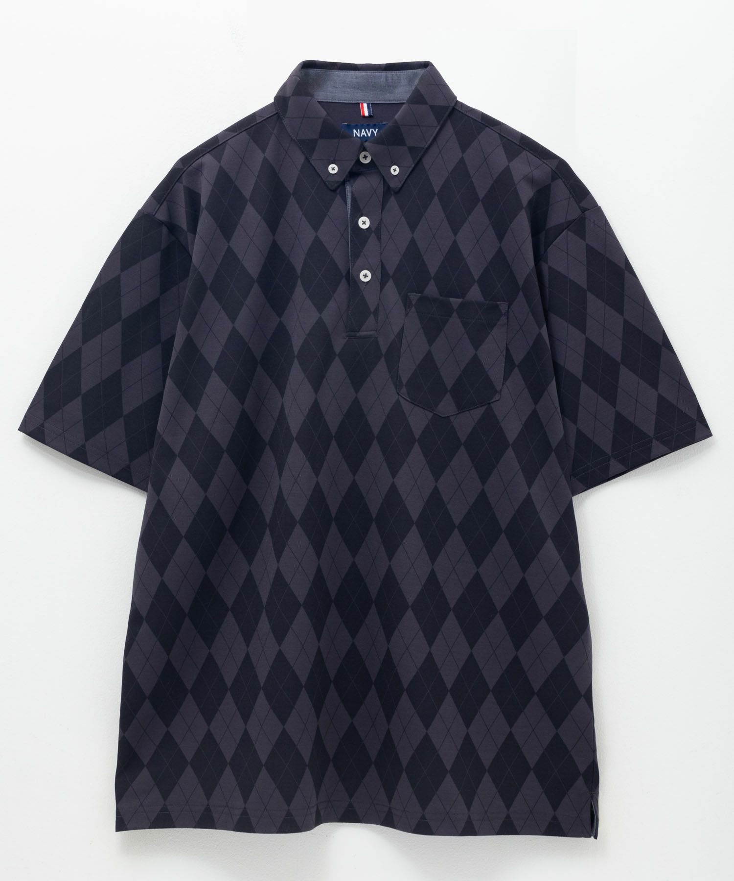 NAVY アーガイル柄カットポロシャツ メンズ
