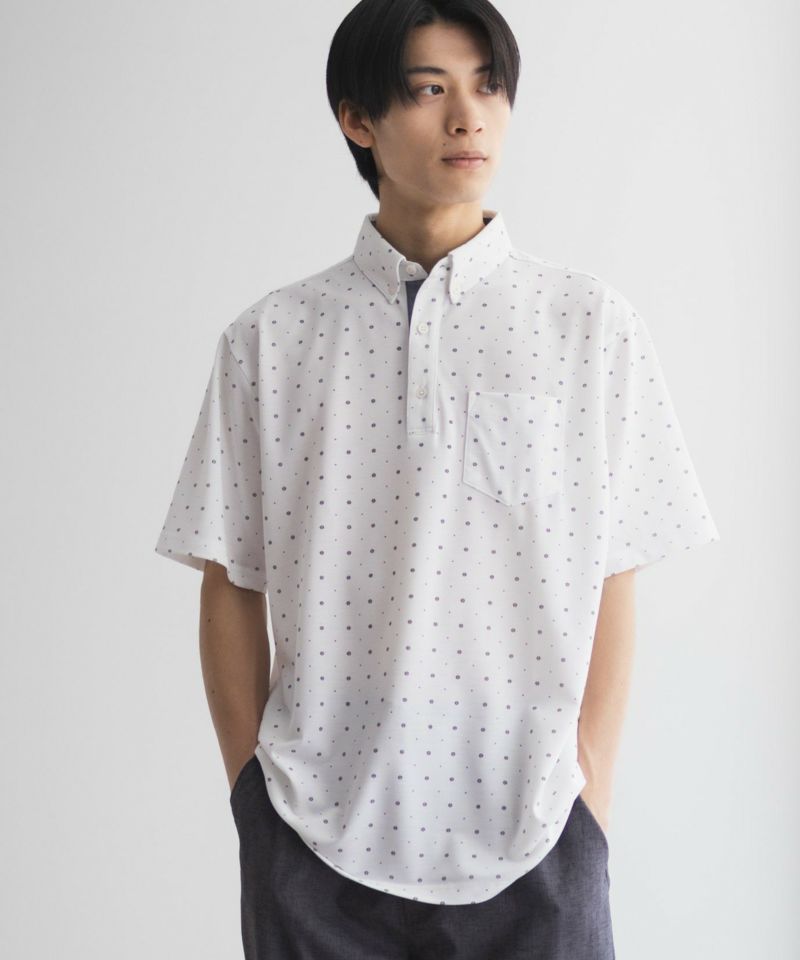 NAVY  小紋柄カットポロシャツ メンズ商品画像-2