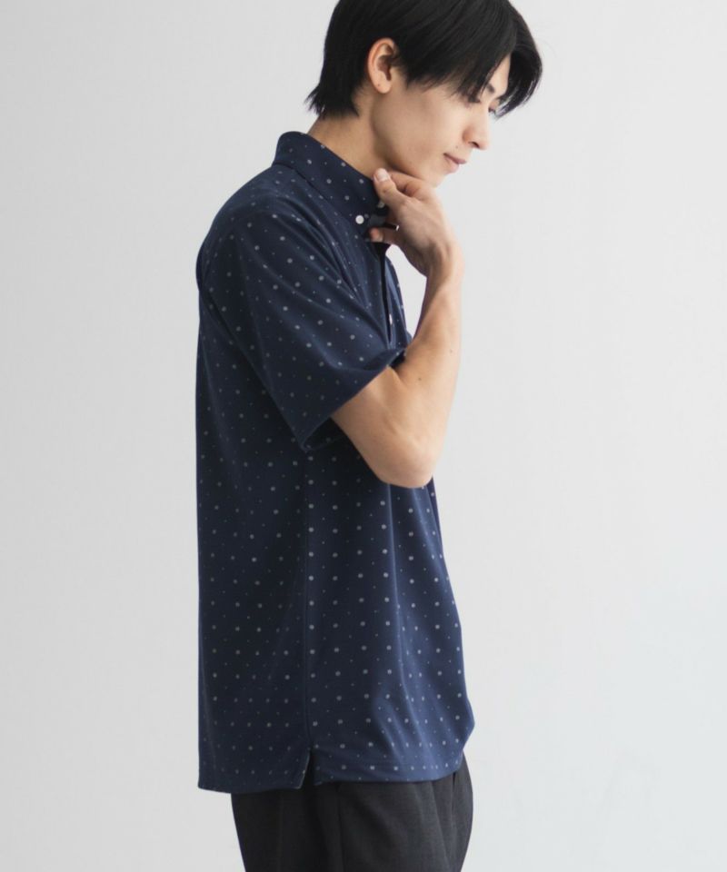 NAVY  小紋柄カットポロシャツ メンズ商品画像-5