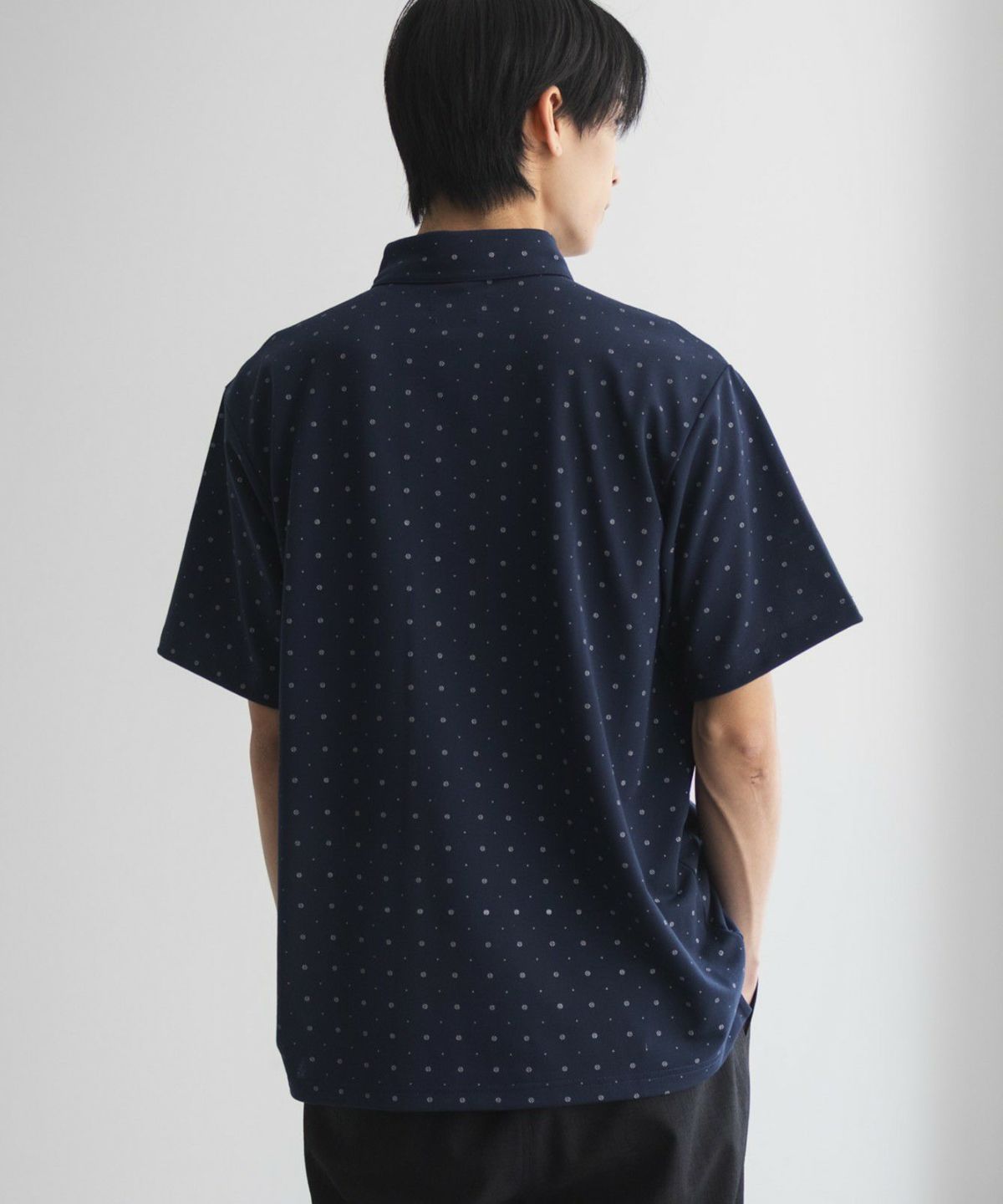 NAVY 小紋柄カットポロシャツ メンズ