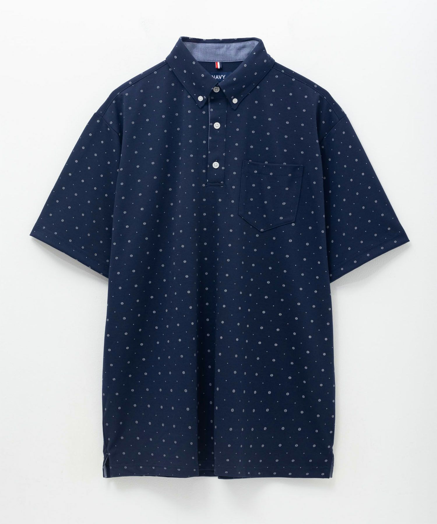 NAVY 小紋柄カットポロシャツ メンズ