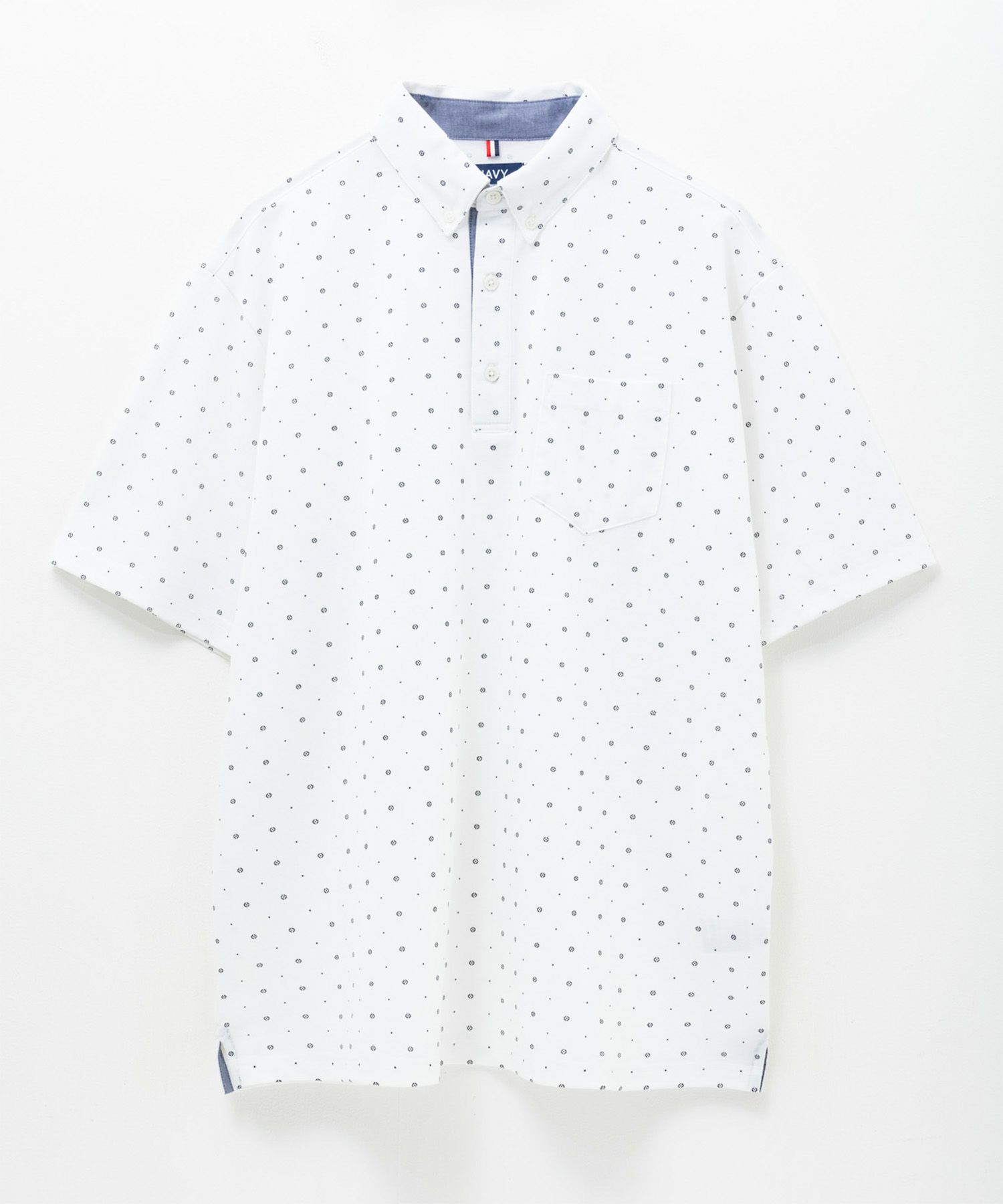 NAVY 小紋柄カットポロシャツ メンズ