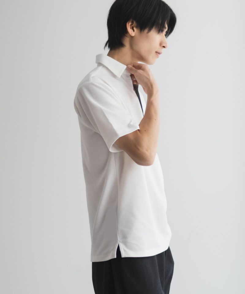 NAVY  SARARI リップルスキッパーポロシャツ メンズ商品画像-6