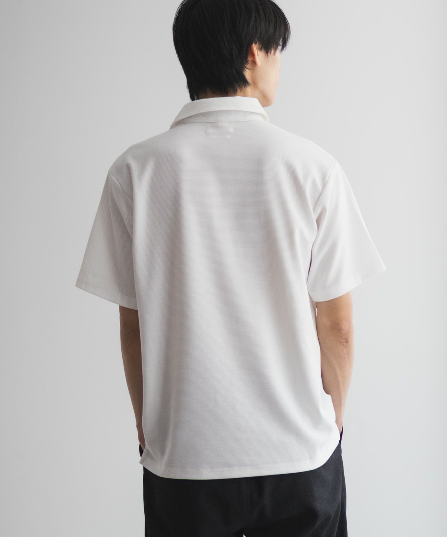 NAVY  SARARI リップルスキッパーポロシャツ メンズ商品画像-8