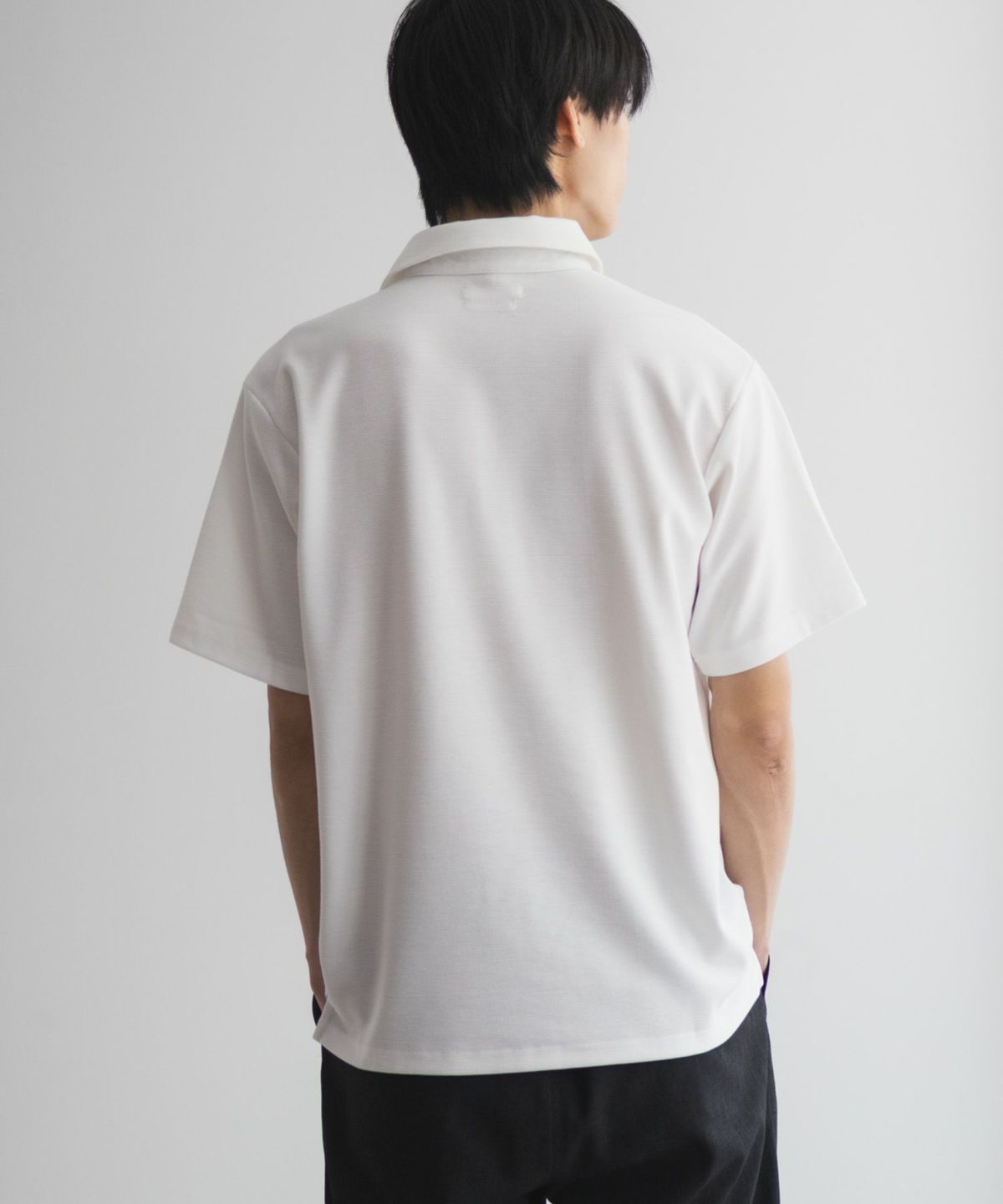 NAVY リップルスキッパーポロシャツ メンズ