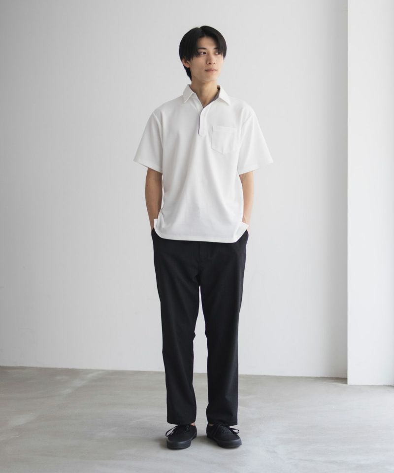 NAVY  SARARI リップルスキッパーポロシャツ メンズ商品画像-9