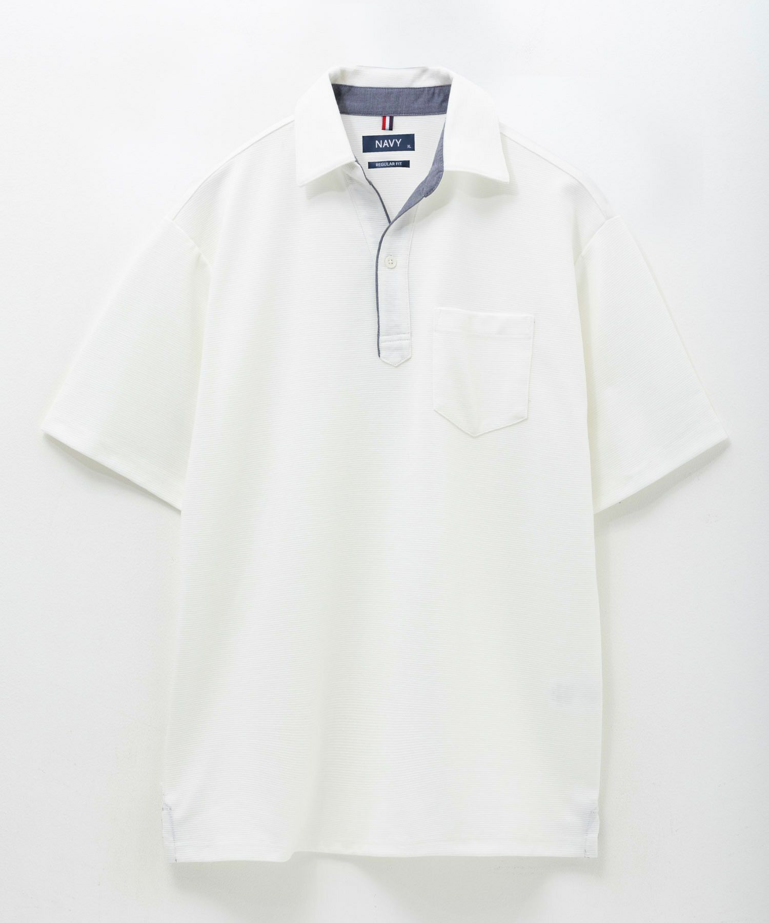 NAVY  SARARI リップルスキッパーポロシャツ メンズ商品画像-20