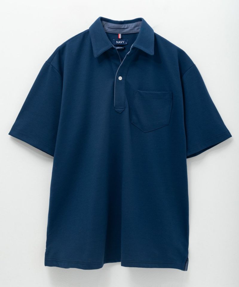 NAVY  SARARI リップルスキッパーポロシャツ メンズ商品画像-24