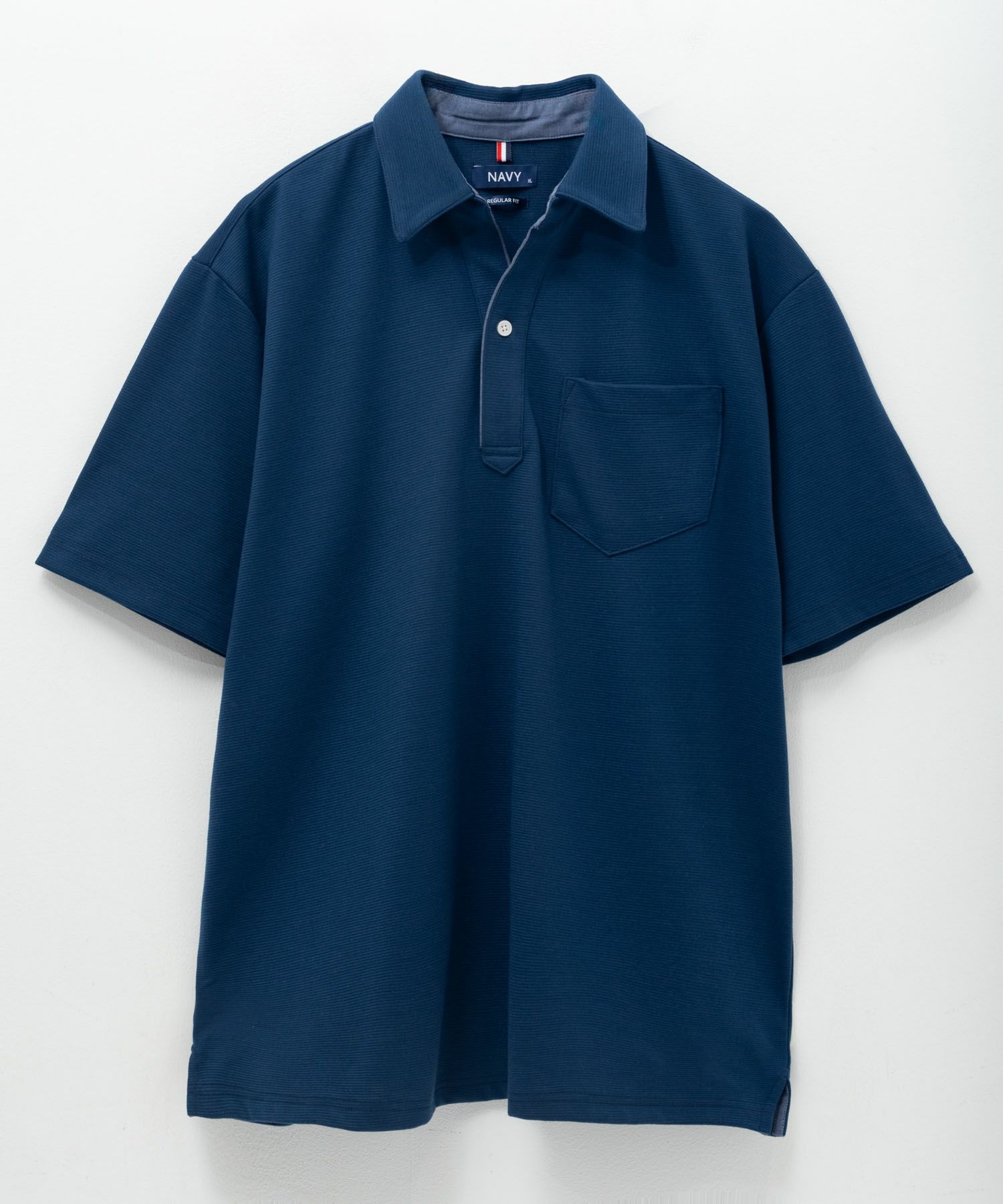 NAVY  SARARI リップルスキッパーポロシャツ メンズ商品画像-24