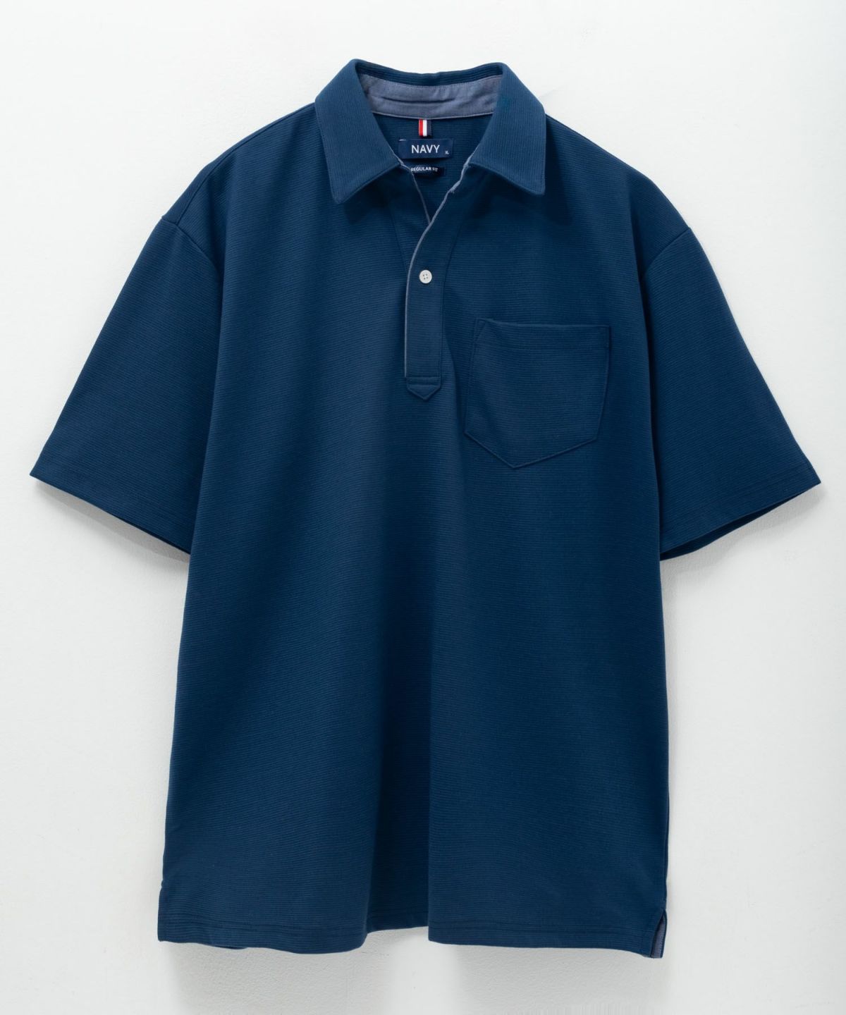 NAVY リップルスキッパーポロシャツ メンズ