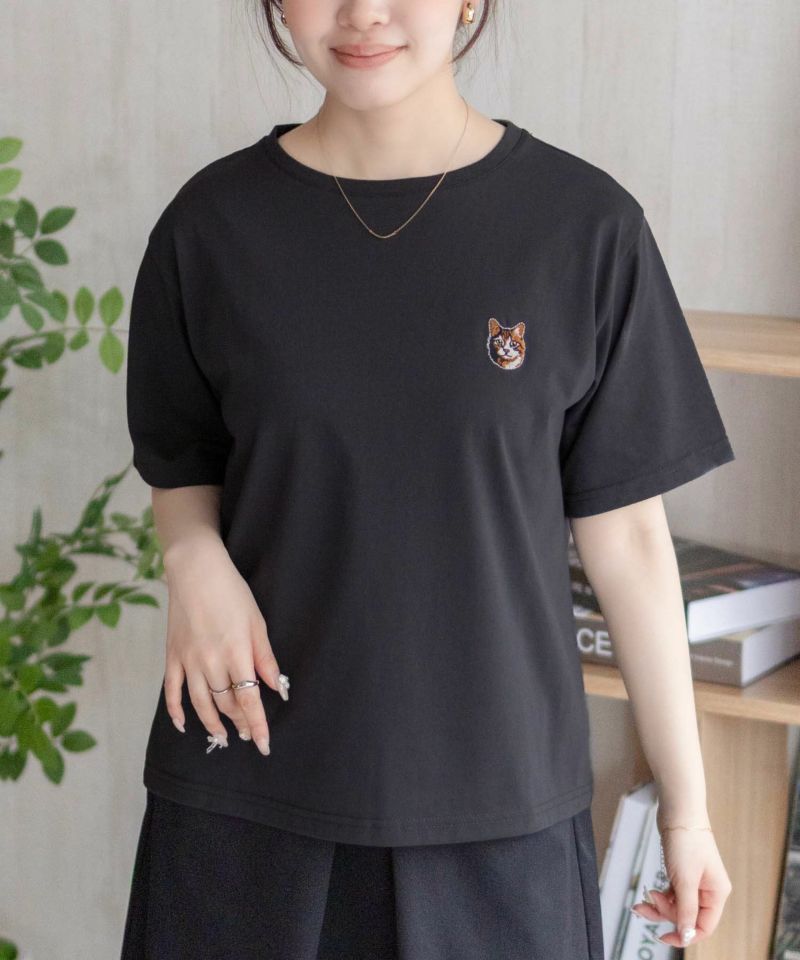 nAvy  ネコ刺繍Tシャツ レディース メール便 対応商品商品画像-4