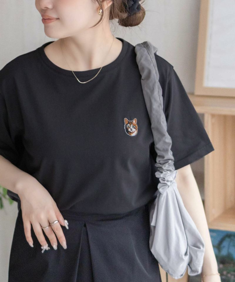 nAvy  ネコ刺繍Tシャツ レディース メール便 対応商品商品画像-5