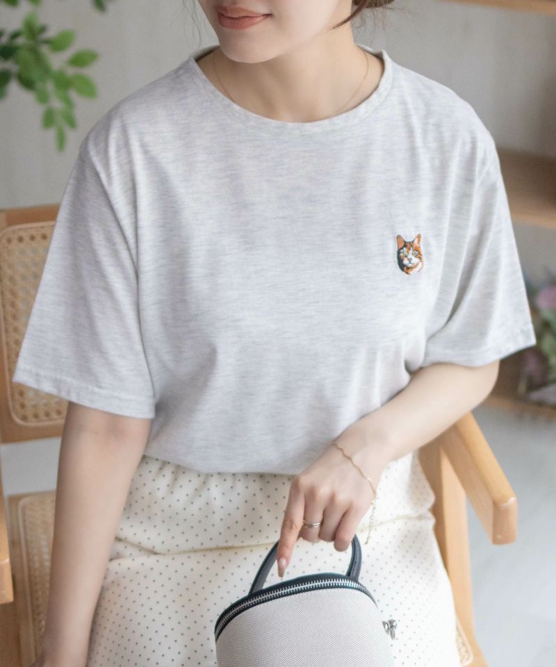 nAvy  ネコ刺繍Tシャツ レディース メール便 対応商品商品画像-13