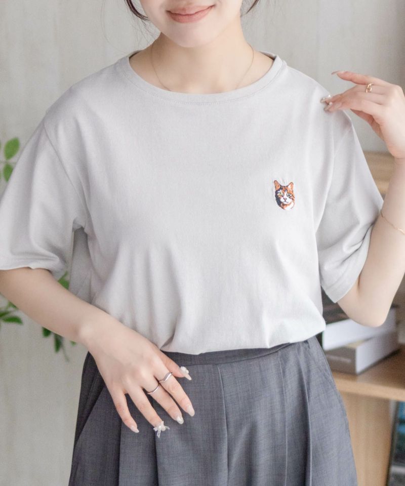 nAvy  ネコ刺繍Tシャツ レディース メール便 対応商品商品画像-17