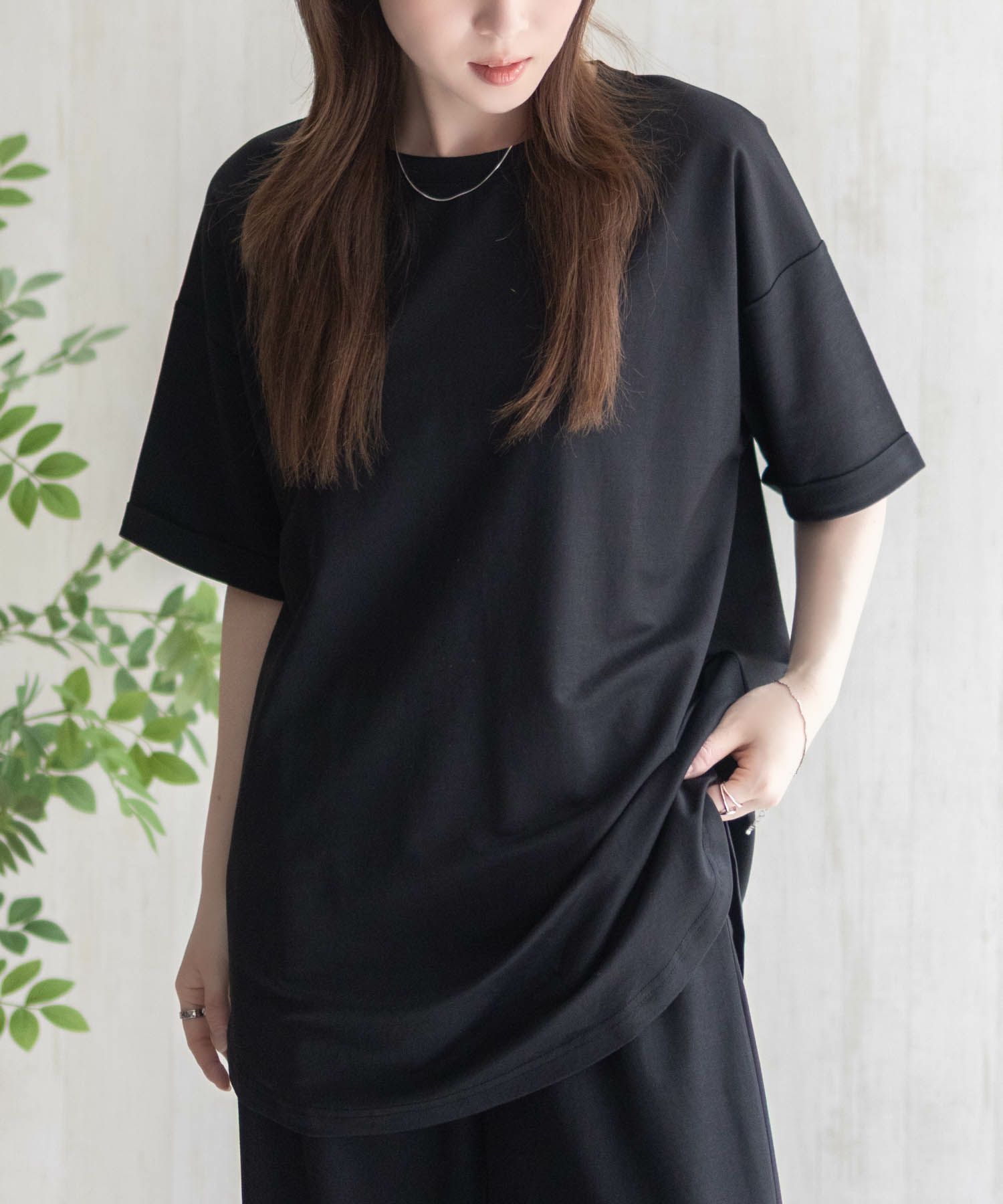 nAvy  SARARI チュニック丈Tシャツ レディース メール便 対応商品商品画像-5