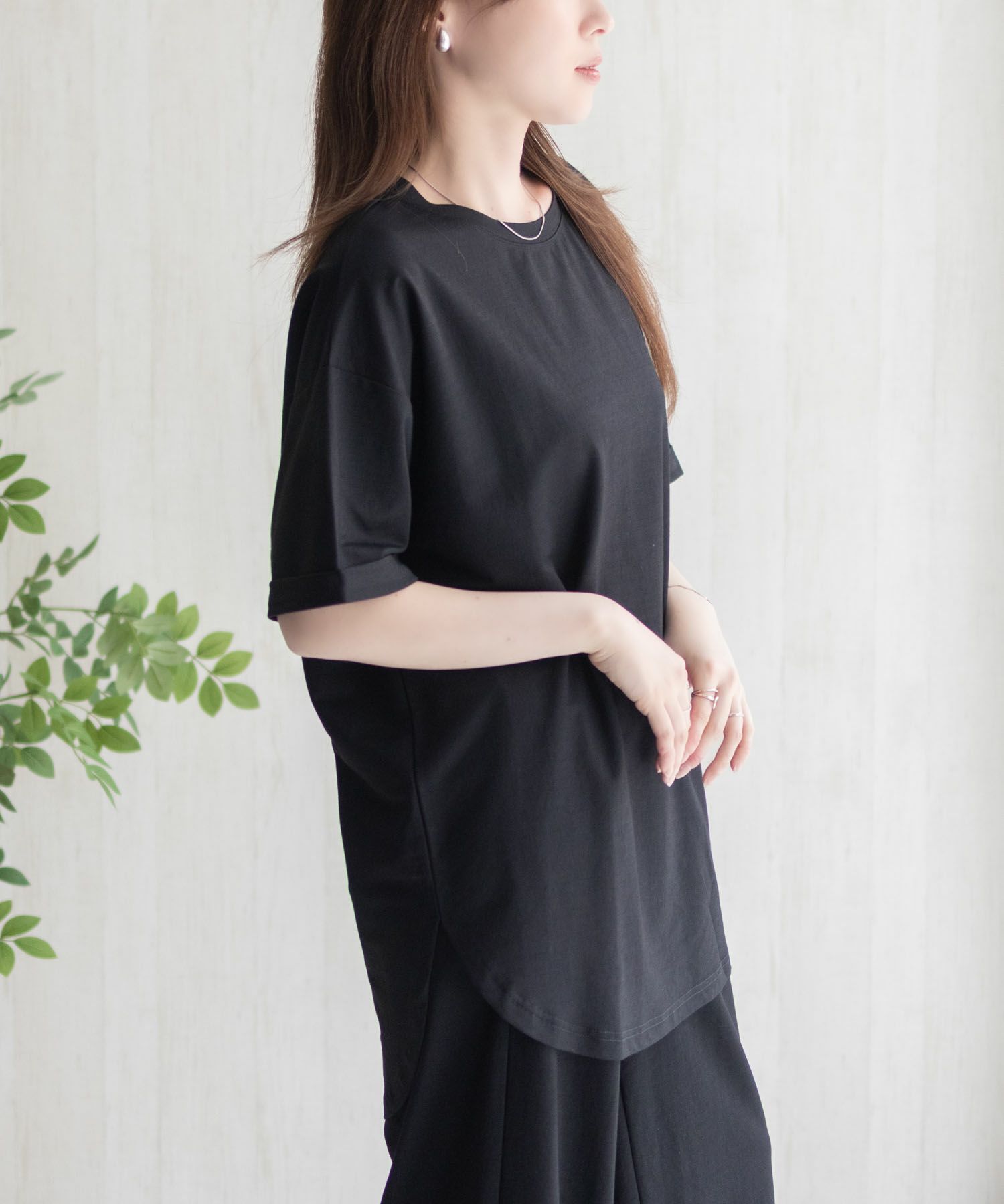 nAvy  SARARI チュニック丈Tシャツ レディース メール便 対応商品商品画像-9