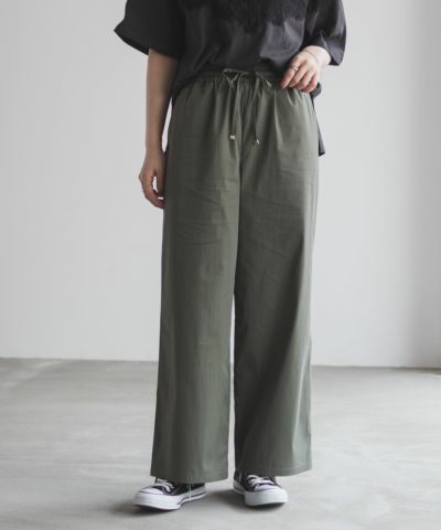 [値下げ]nAvy  SARARI ギャザーワイドパンツ レディース