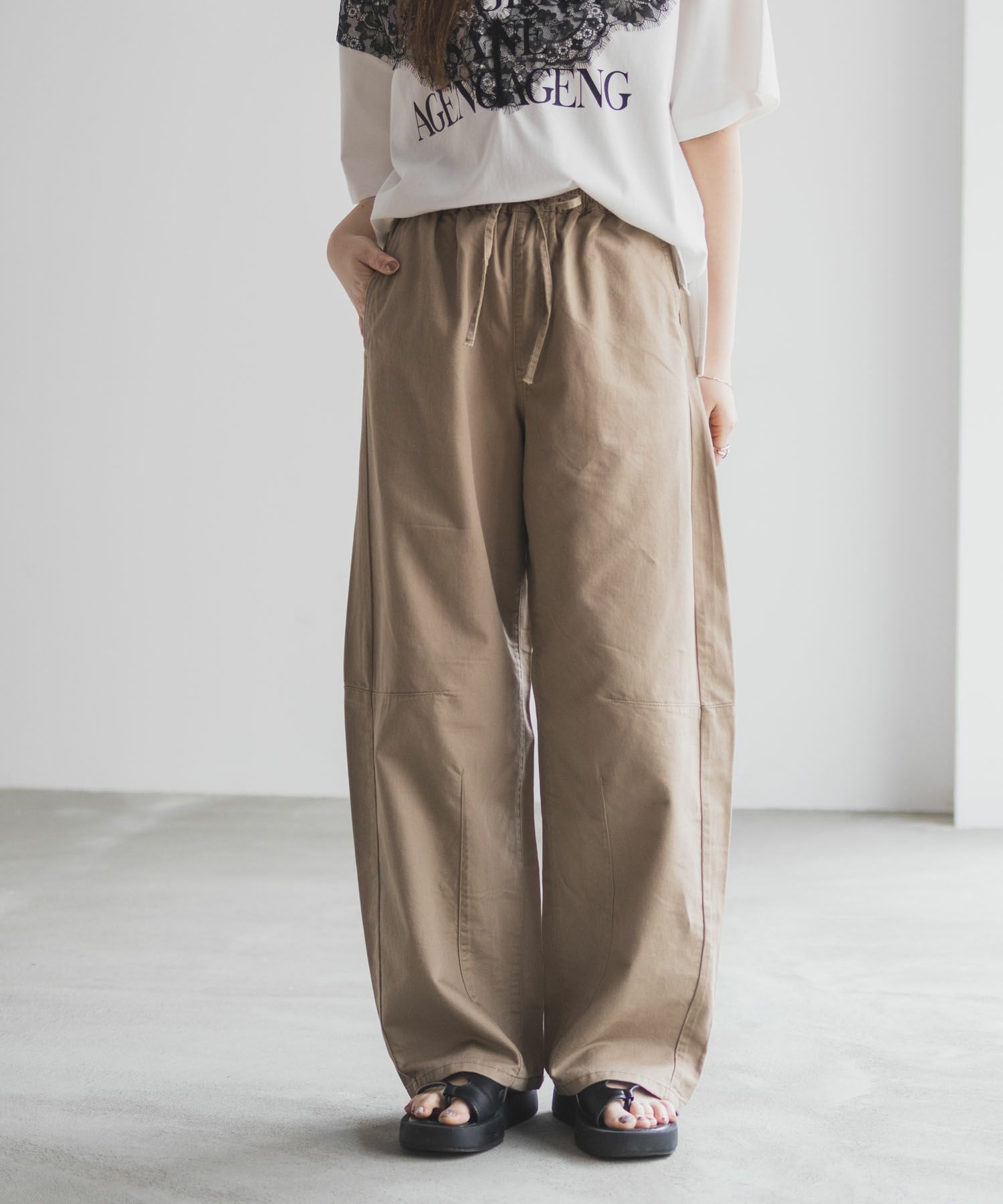 nAvy ソフトツイルイージーカーブパンツ レディース