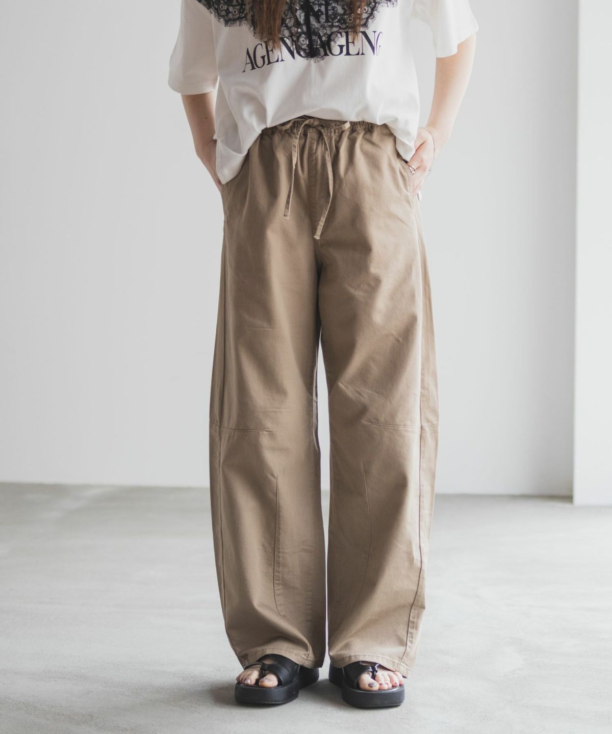 nAvy ソフトツイルイージーカーブパンツ レディース