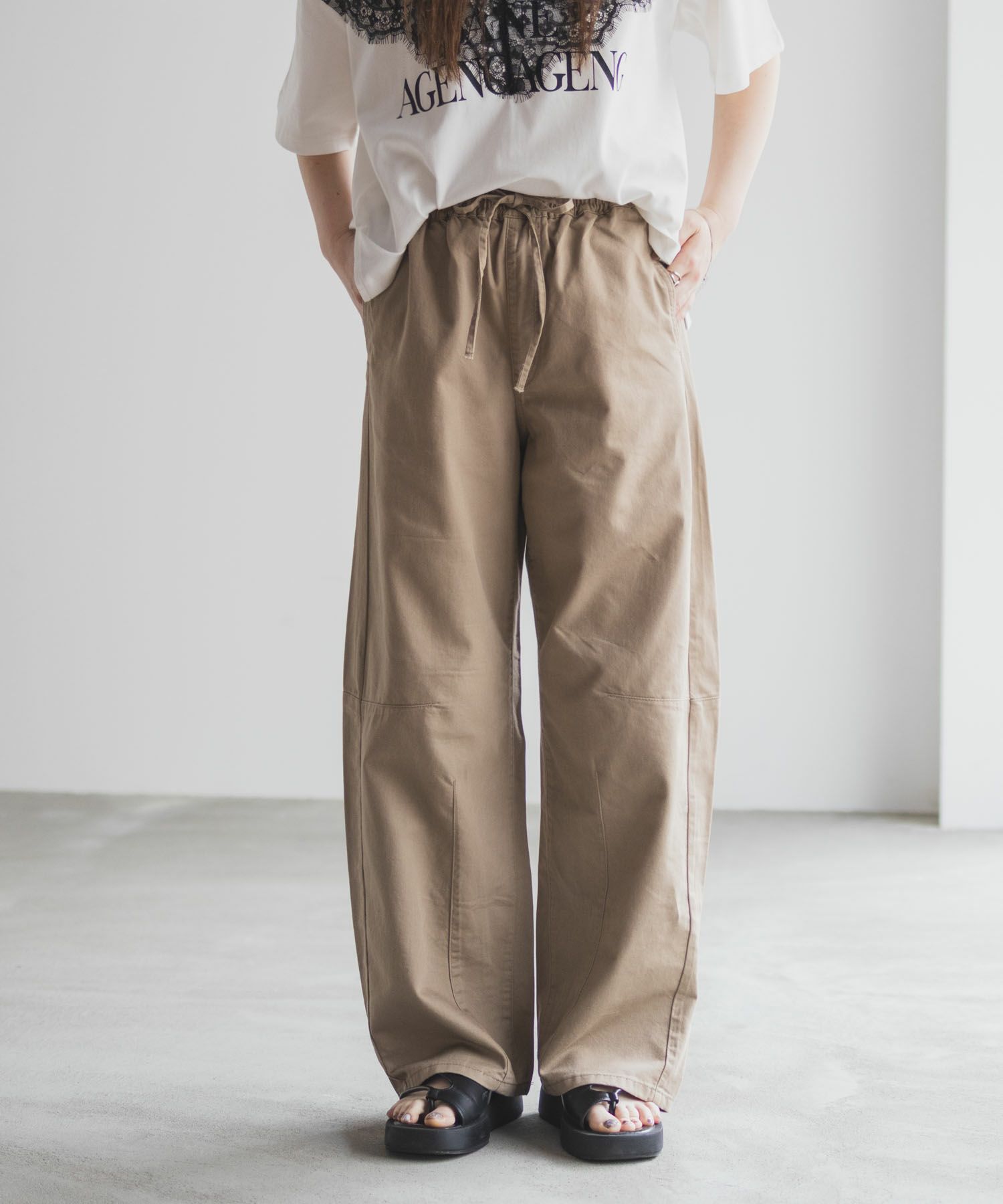 nAvy ソフトツイルイージーカーブパンツ レディース