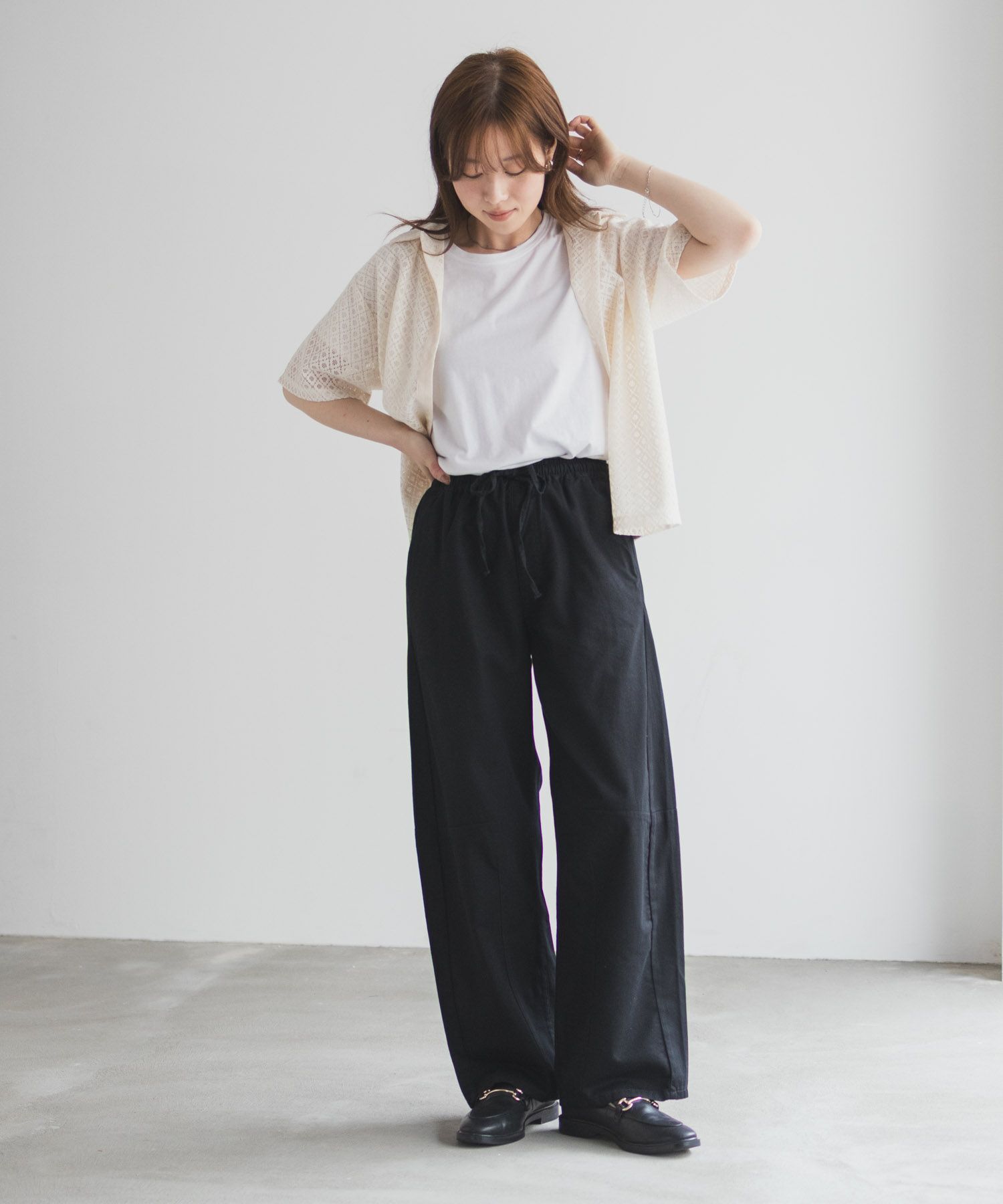 nAvy ソフトツイルイージーカーブパンツ レディース