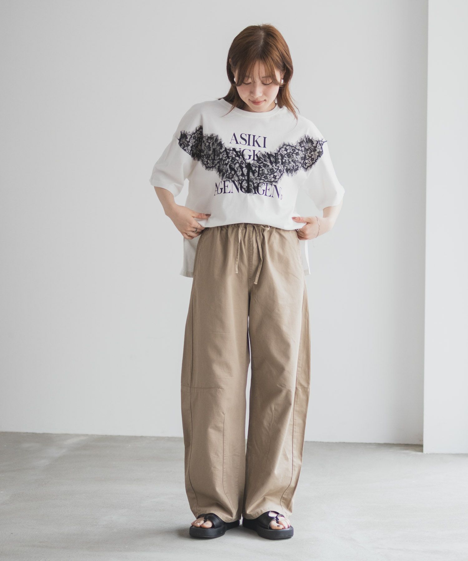 nAvy ソフトツイルイージーカーブパンツ レディース