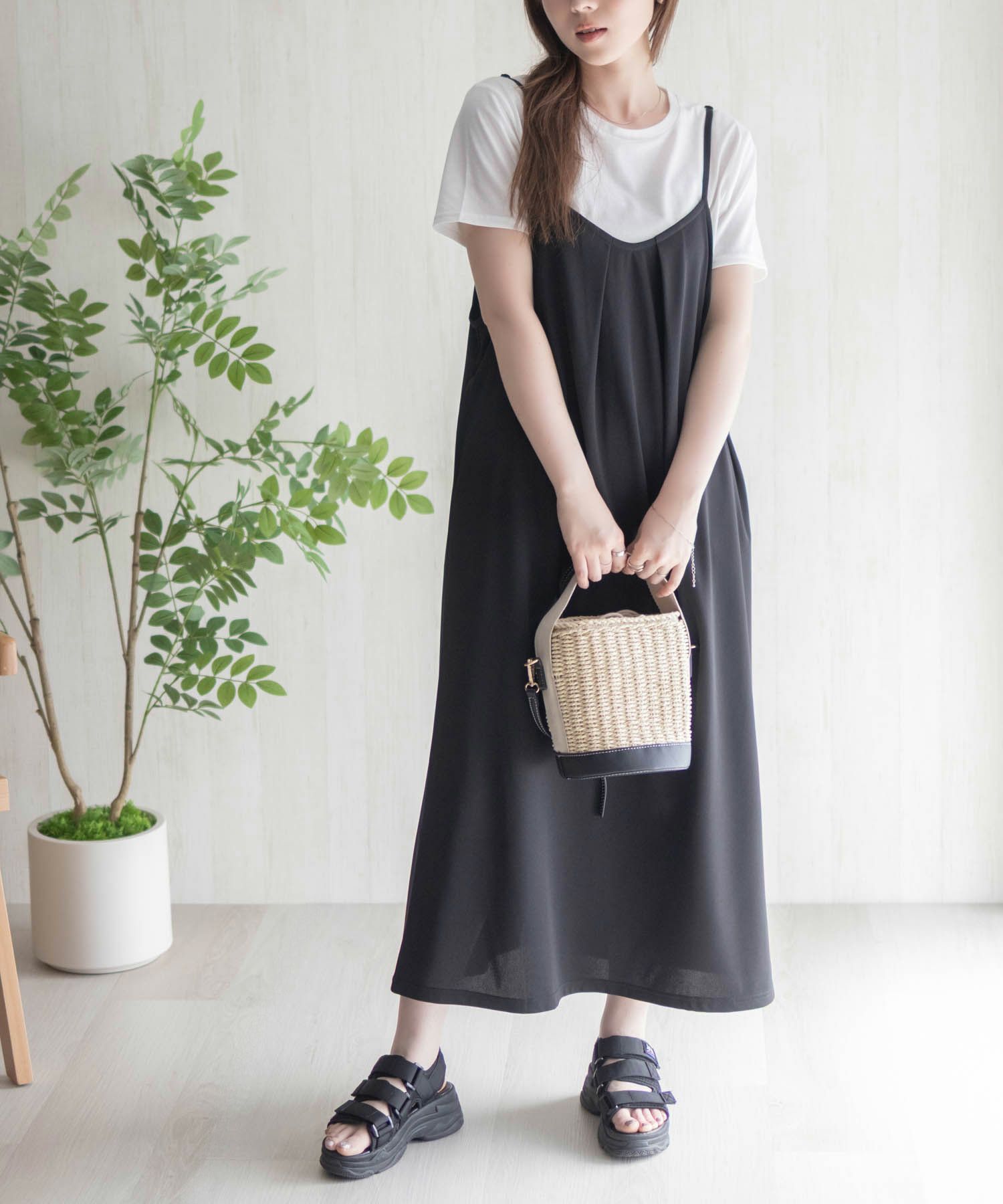 nAvy ポリツイルキャミワンピースアンサンブル レディース
