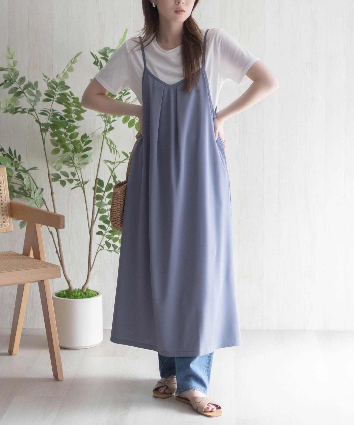 nAvy ポリツイルキャミワンピースアンサンブル レディース