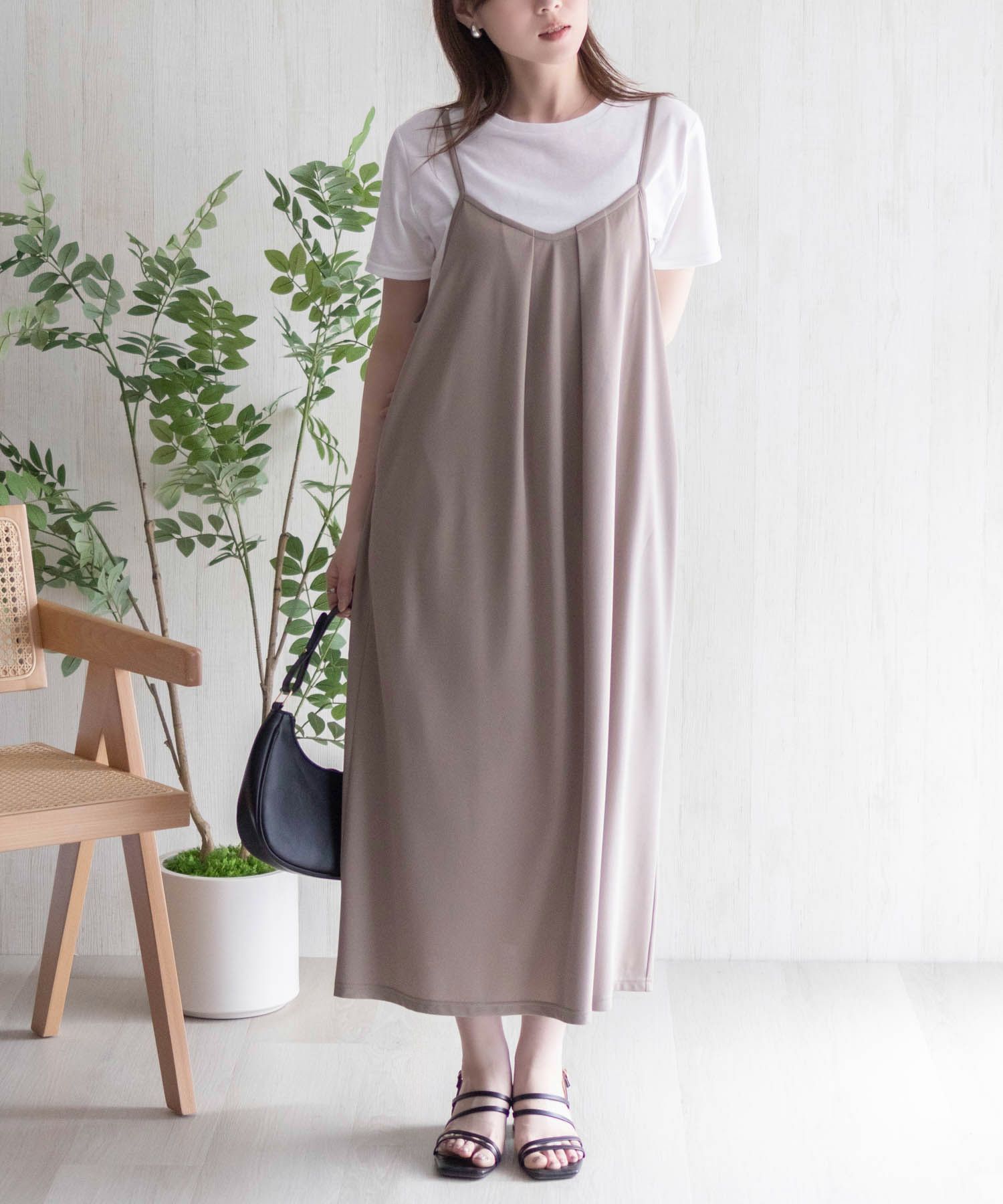 nAvy  ポリツイルキャミワンピースアンサンブル レディース商品画像-3