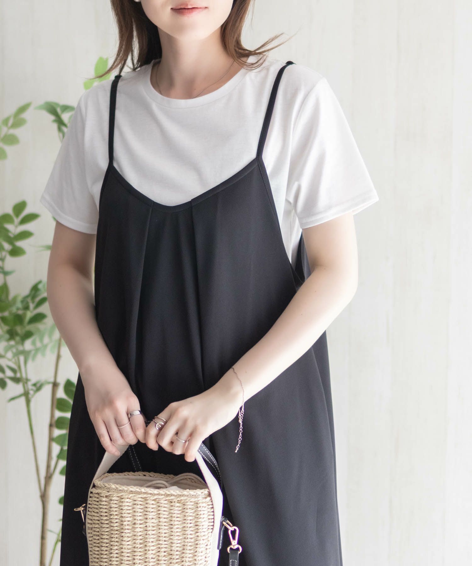 nAvy ポリツイルキャミワンピースアンサンブル レディース