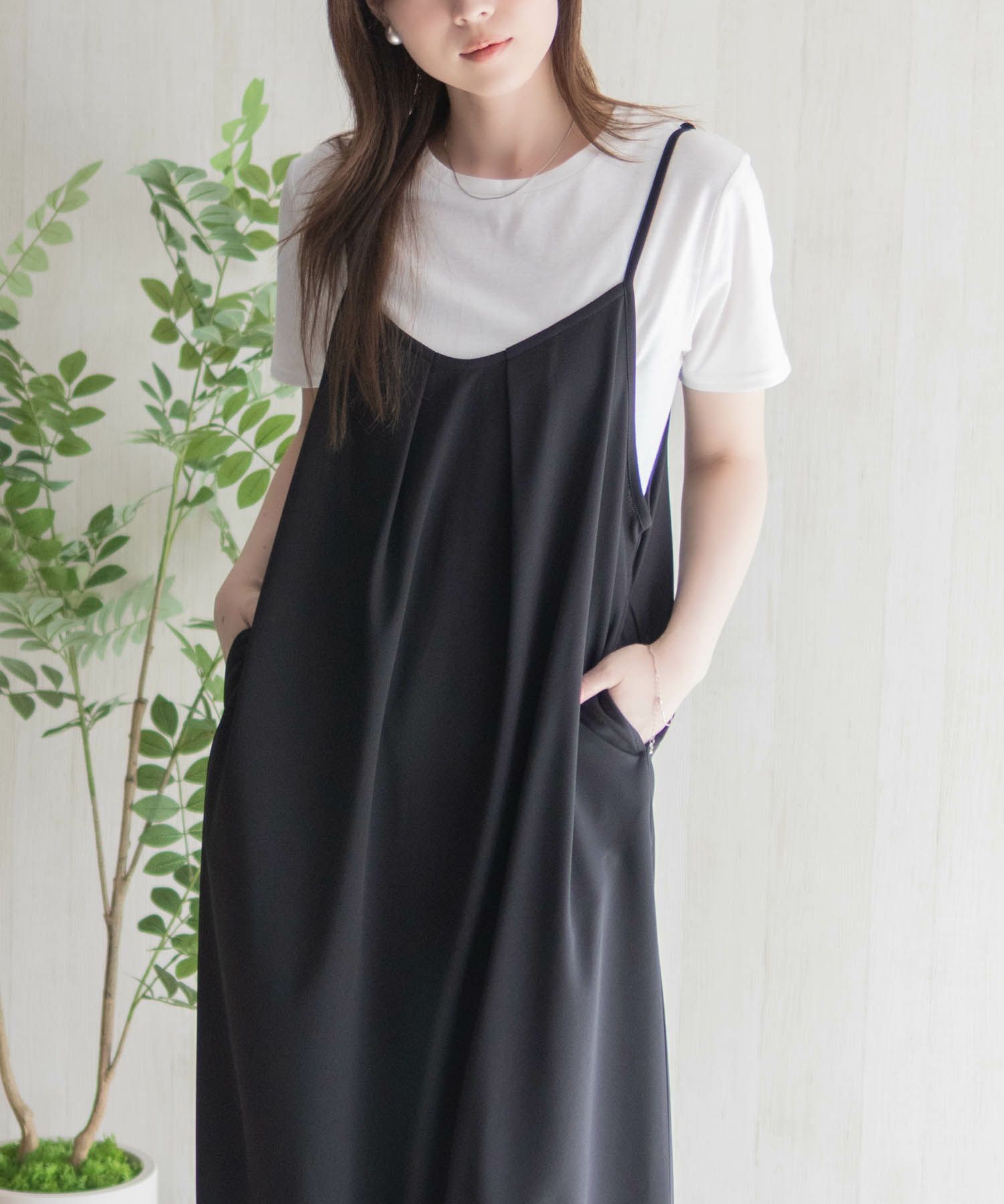 nAvy ポリツイルキャミワンピースアンサンブル レディース