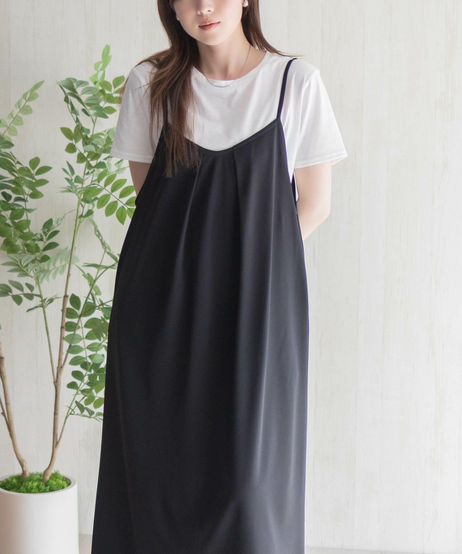 nAvy ポリツイルキャミワンピースアンサンブル レディース
