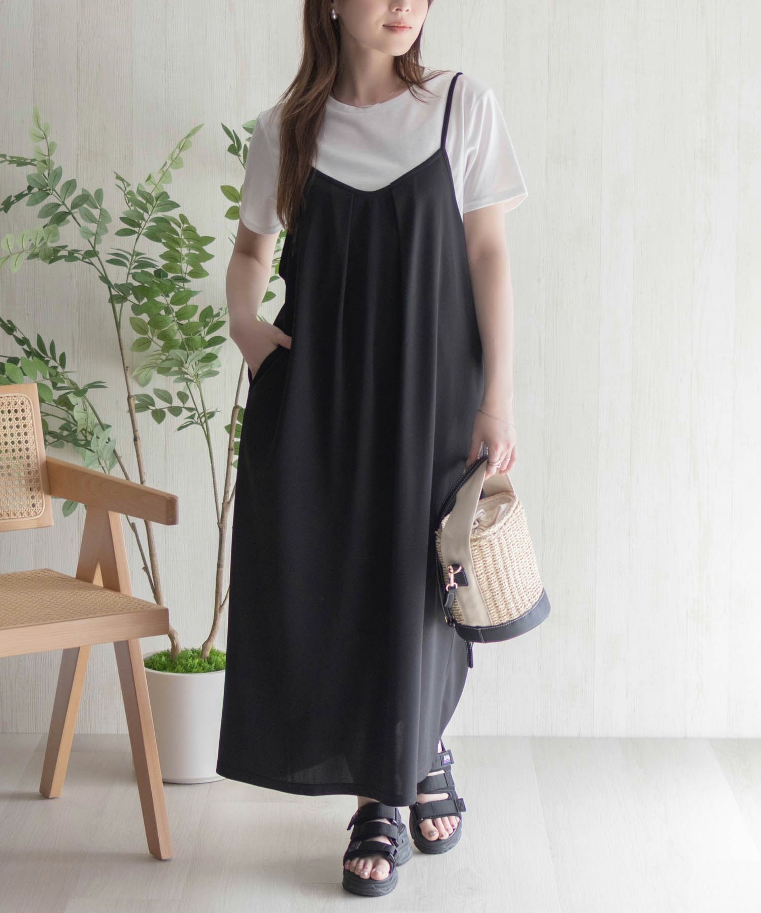nAvy ポリツイルキャミワンピースアンサンブル レディース