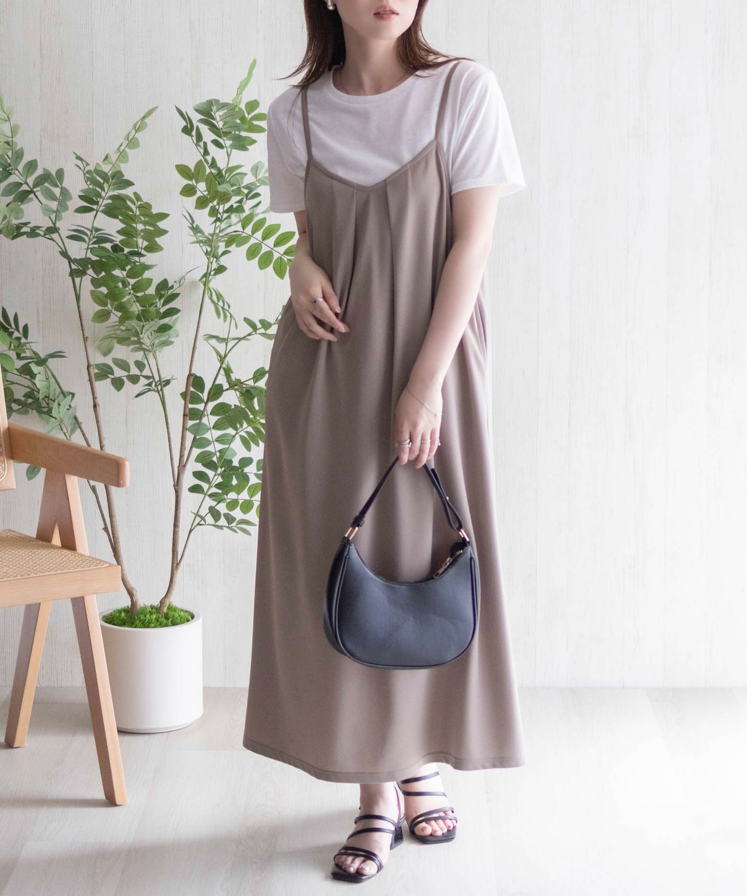 nAvy ポリツイルキャミワンピースアンサンブル レディース