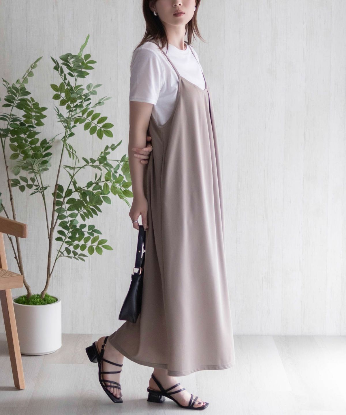 nAvy ポリツイルキャミワンピースアンサンブル レディース