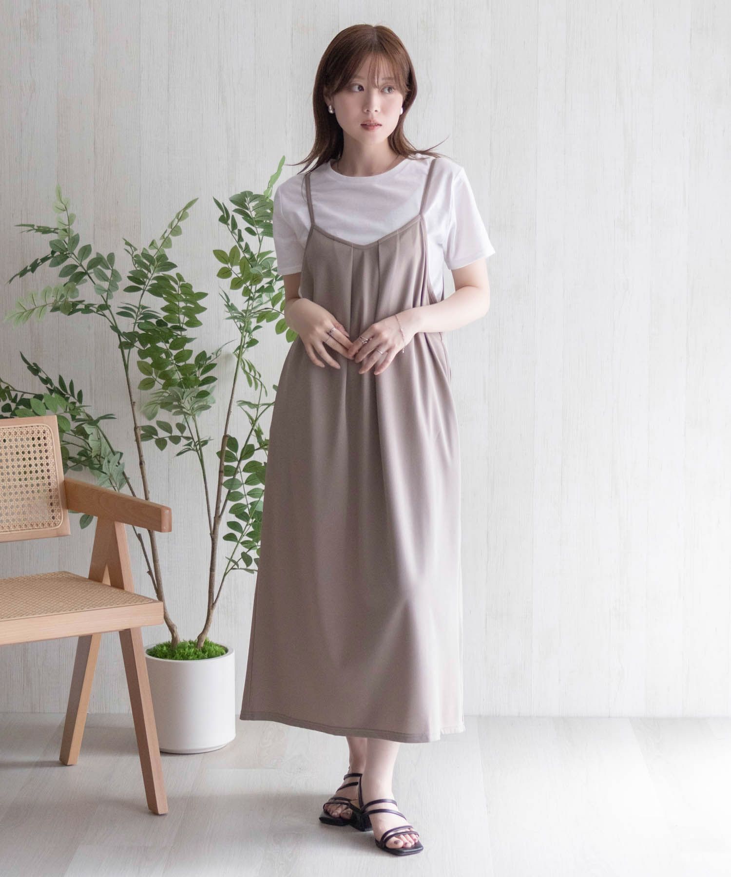 nAvy ポリツイルキャミワンピースアンサンブル レディース