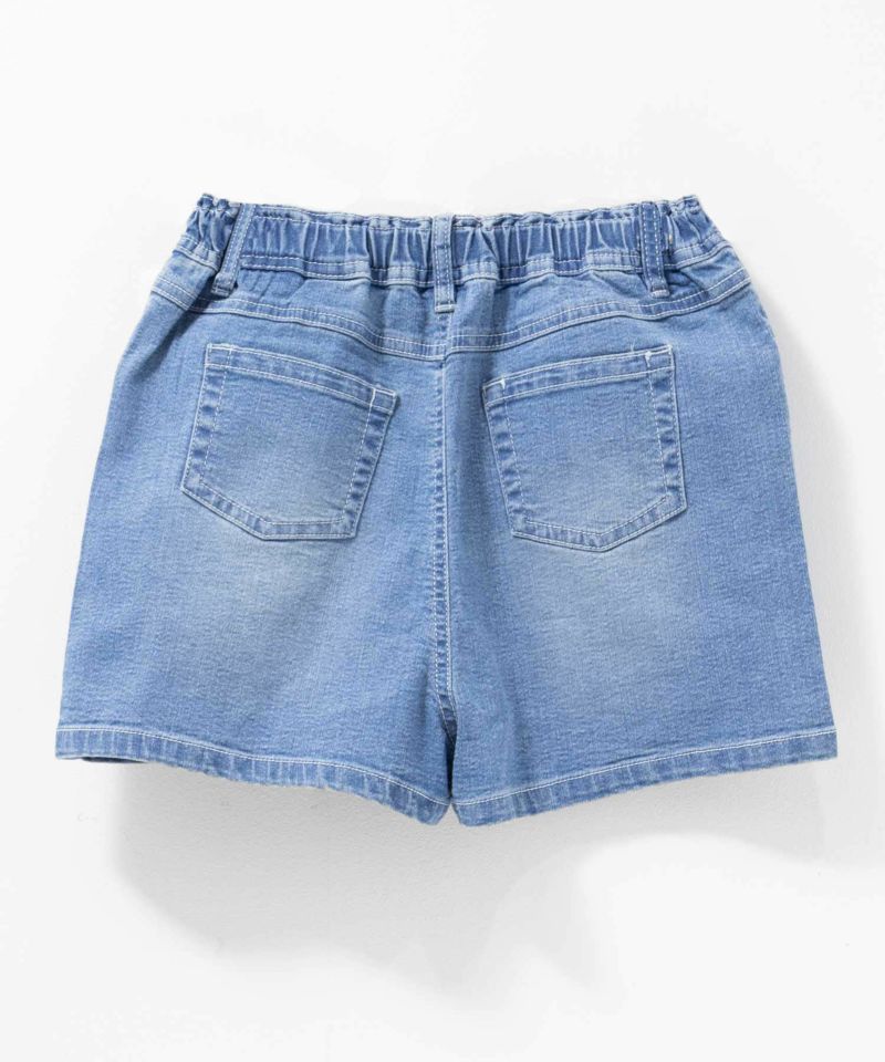 NAVY  のびるモン デニムハイウエストショートパンツ キッズ商品画像-2