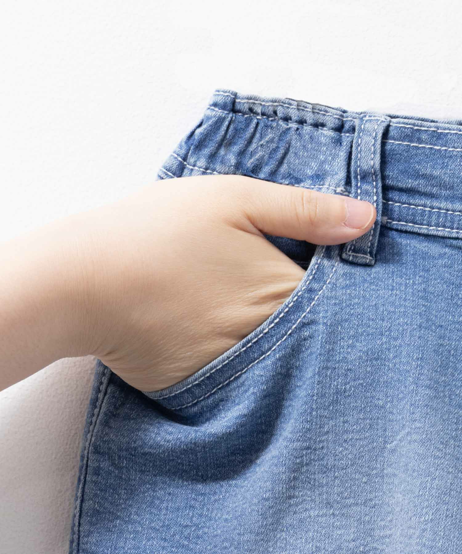 NAVY のびるモン デニムハイウエストショートパンツ キッズNAVY のびるモン デニムハイウエストショートパンツ キッズ