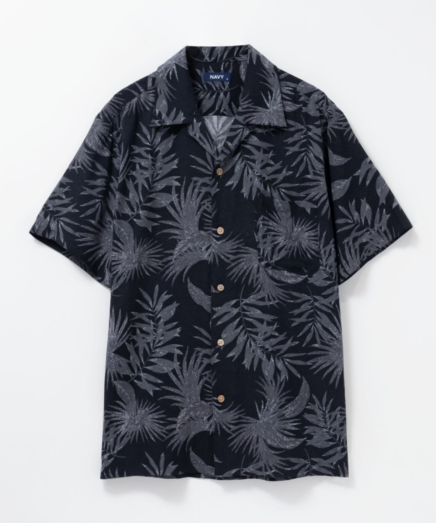 NAVY SARARI レーヨンアロハプリントシャツ メンズ