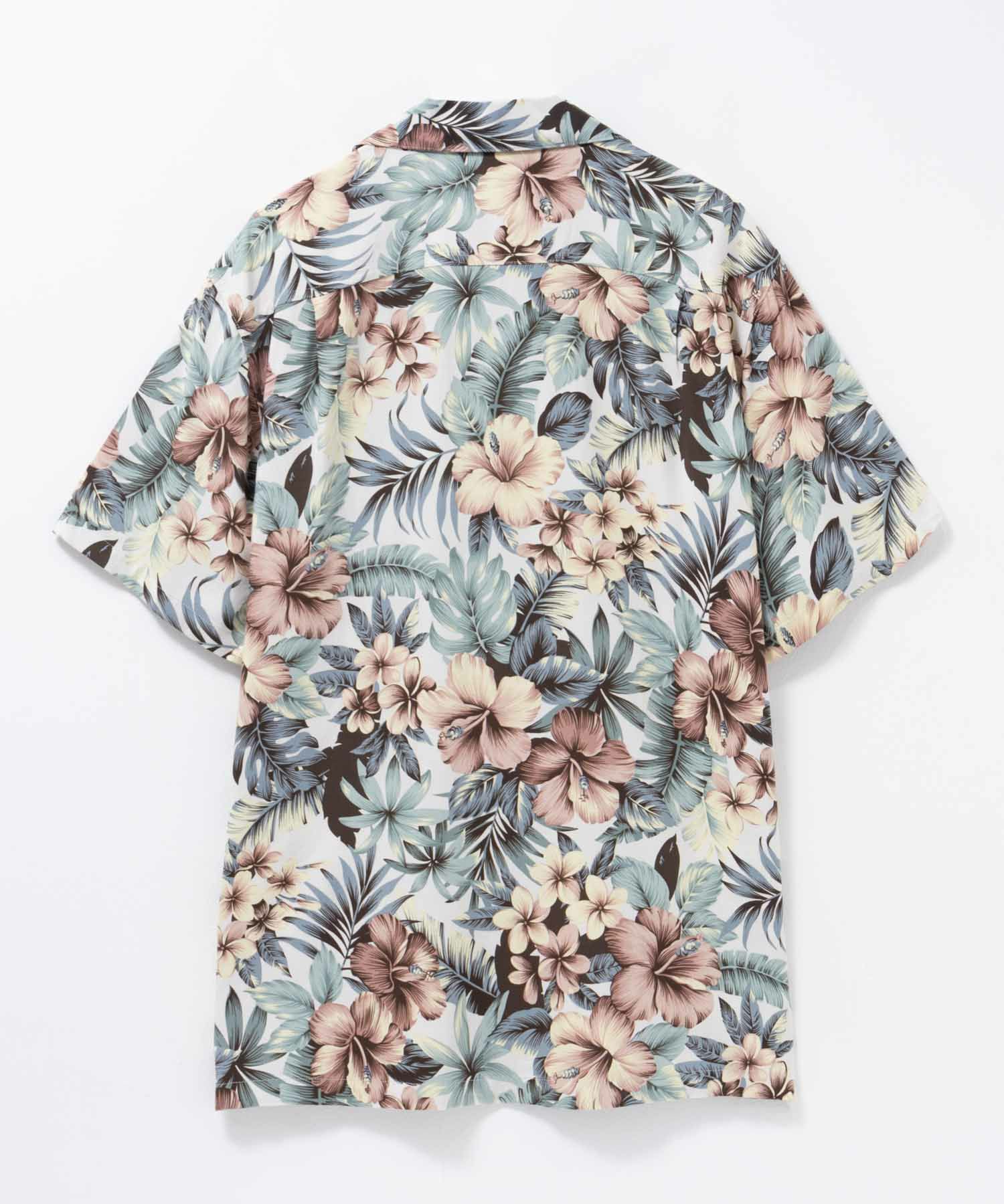 NAVY SARARI レーヨンアロハプリントシャツ メンズ