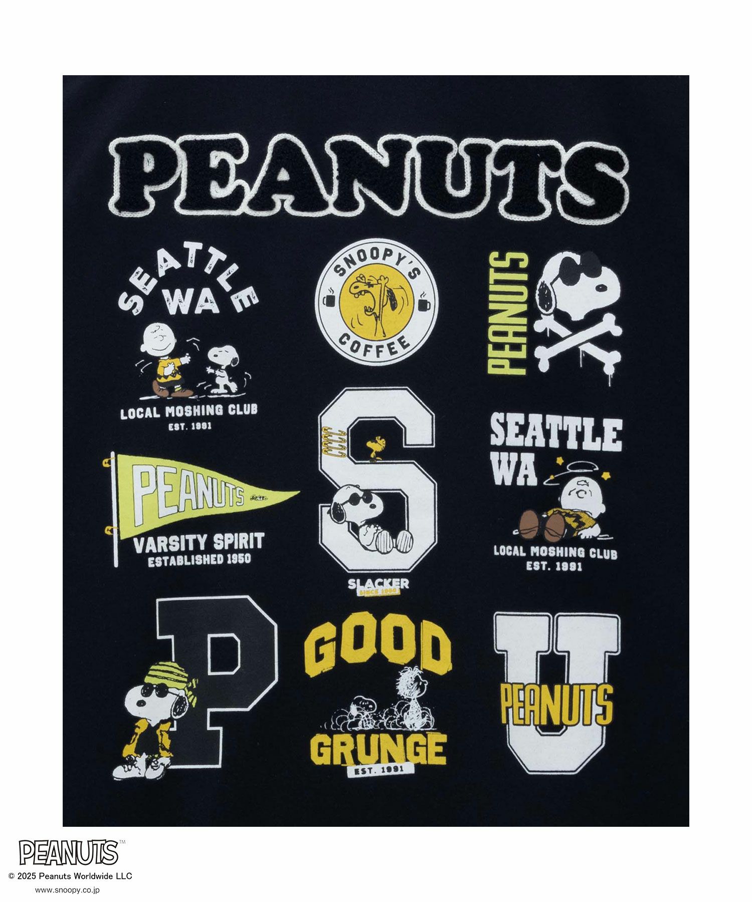 PEANUTS SNOOPY ロゴサガラ刺繍Tシャツ メンズ ネコポス 対応商品