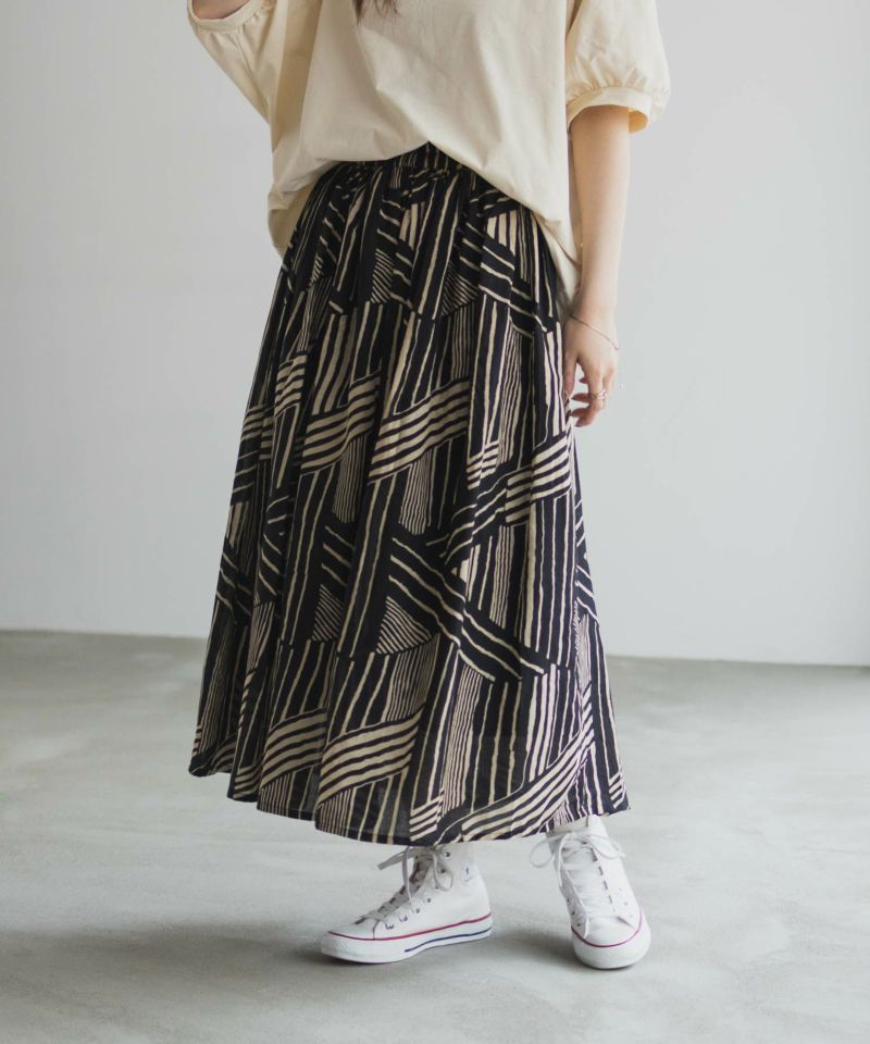 Howdy Marie  インドファブリック 綿ボイル総柄スカート レディース商品画像-3