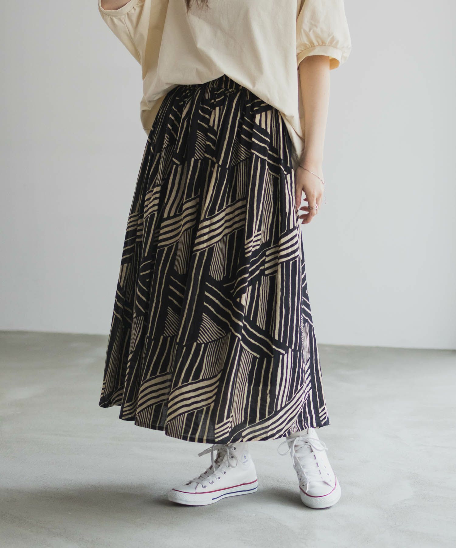 Howdy Marie  インドファブリック 綿ボイル総柄スカート レディース商品画像-3