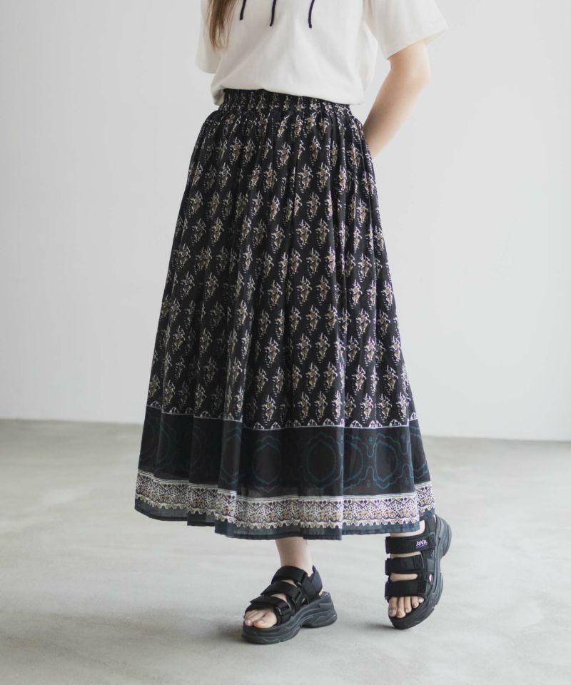 Howdy Marie  インドファブリック 綿ボイル総柄スカート レディース商品画像-5