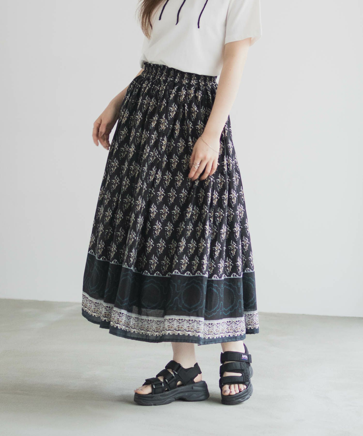 Howdy Marie  インドファブリック 綿ボイル総柄スカート レディース商品サムネイル-6