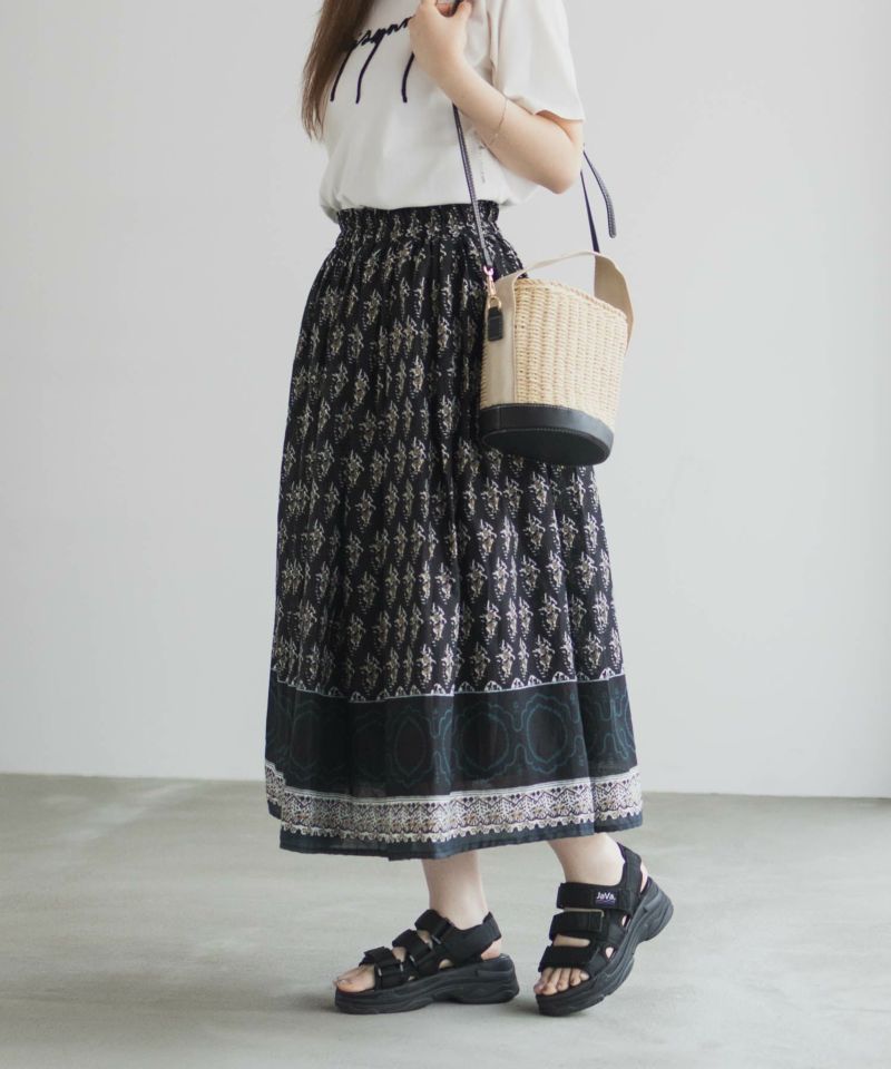 Howdy Marie  インドファブリック 綿ボイル総柄スカート レディース商品画像-7