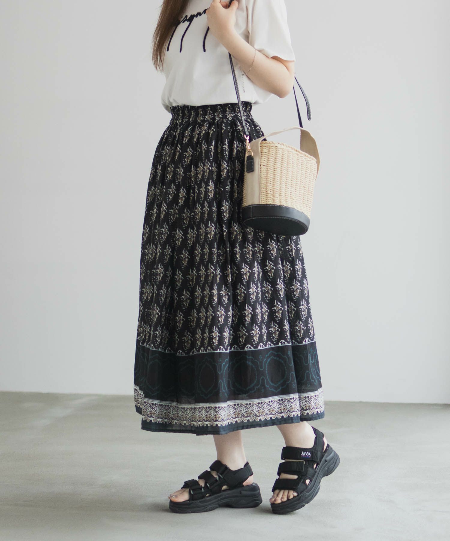 Howdy Marie  インドファブリック 綿ボイル総柄スカート レディース商品画像-7